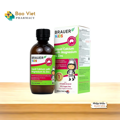  Thực phẩm bảo vệ sức khỏe Brauer Kids Liquid Calcium with Magnesium & Zinc 