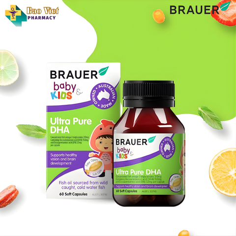  Viên dầu cá Brause Ultra Pure DHA - bổ sung DHA giúp hỗ trợ phát triển não bộ và sức khỏe mắt cho trẻ hộp 60 viên 