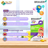  Viên dầu cá Brause Ultra Pure DHA - bổ sung DHA giúp hỗ trợ phát triển não bộ và sức khỏe mắt cho trẻ hộp 60 viên 