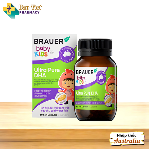  Viên dầu cá Brause Ultra Pure DHA - bổ sung DHA giúp hỗ trợ phát triển não bộ và sức khỏe mắt cho trẻ hộp 60 viên 