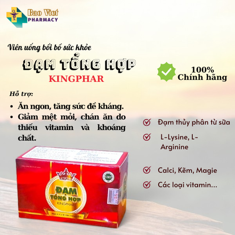  Viên uống Bồi bổ sức khỏe Đạm Tổng Hợp Kingphar Hộp 60 viên 