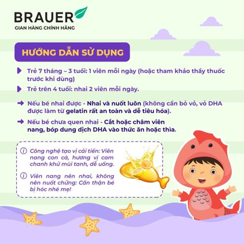  Viên nhai Brauer Baby & Kids Ultra Pure DHA hỗ trợ phát triển não bộ, sức khỏe cho mắt (60 viên) 