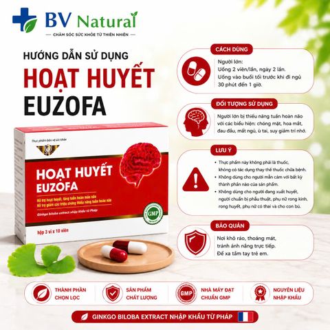  Hoạt huyết Euzofa 30 viên (Hỗ trọ hoạt huyết, tăng tuần hoàn máu) 