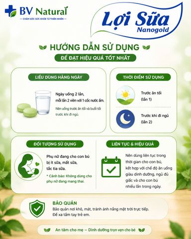  Lợi sữa Nanogold - giúp lợi sữa, hỗ trợ tăng tiết sữa, hạn chế nguy cơ tắc sữa 