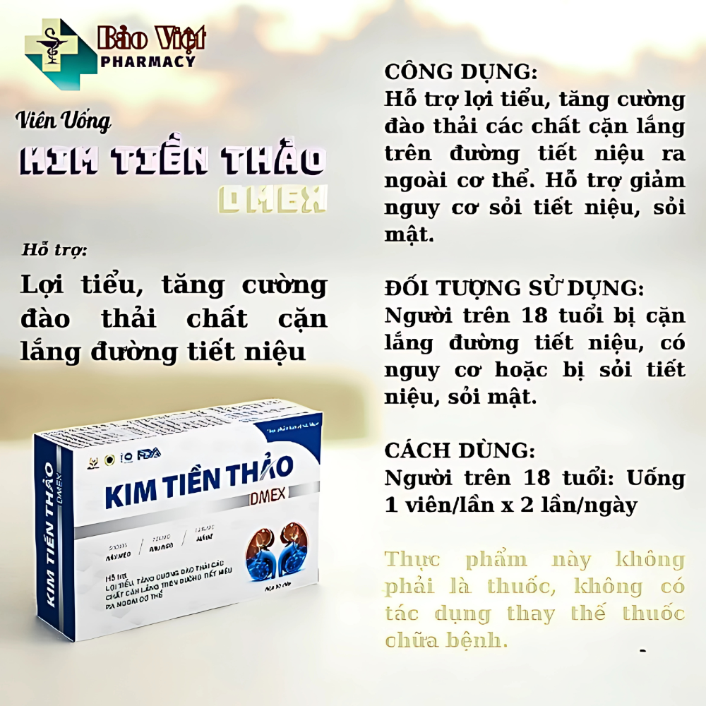  Kim Tiền Thảo Dmex Hộp 3 vỉ x 10 viên 
