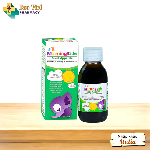  Siro ăn ngon, ngủ khỏe, tiêu hóa tốt MorningKids Good Appetite chai 125ml, nhập khẩu Italia 