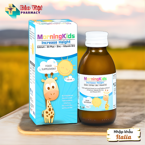  Siro tăng trưởng chiều cao, cân nặng Morningkids Increase Heigh chai 125ml, nhập khẩu Italia 