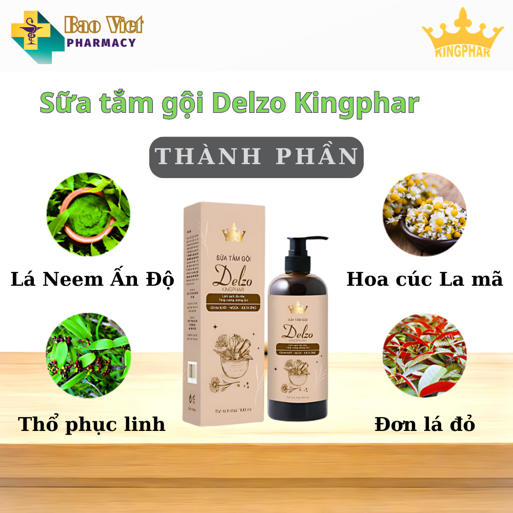  Sữa Tắm Gội toàn thân DelZo Kingphar chai 500ml 