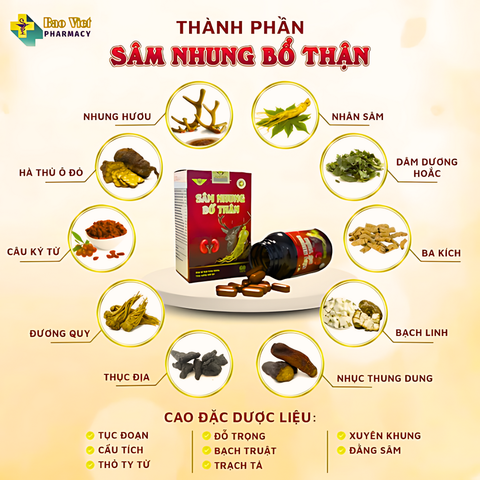  Sâm Nhung Bổ Thận cao cấp Vinh Thịnh Vượng lọ 60 viên 