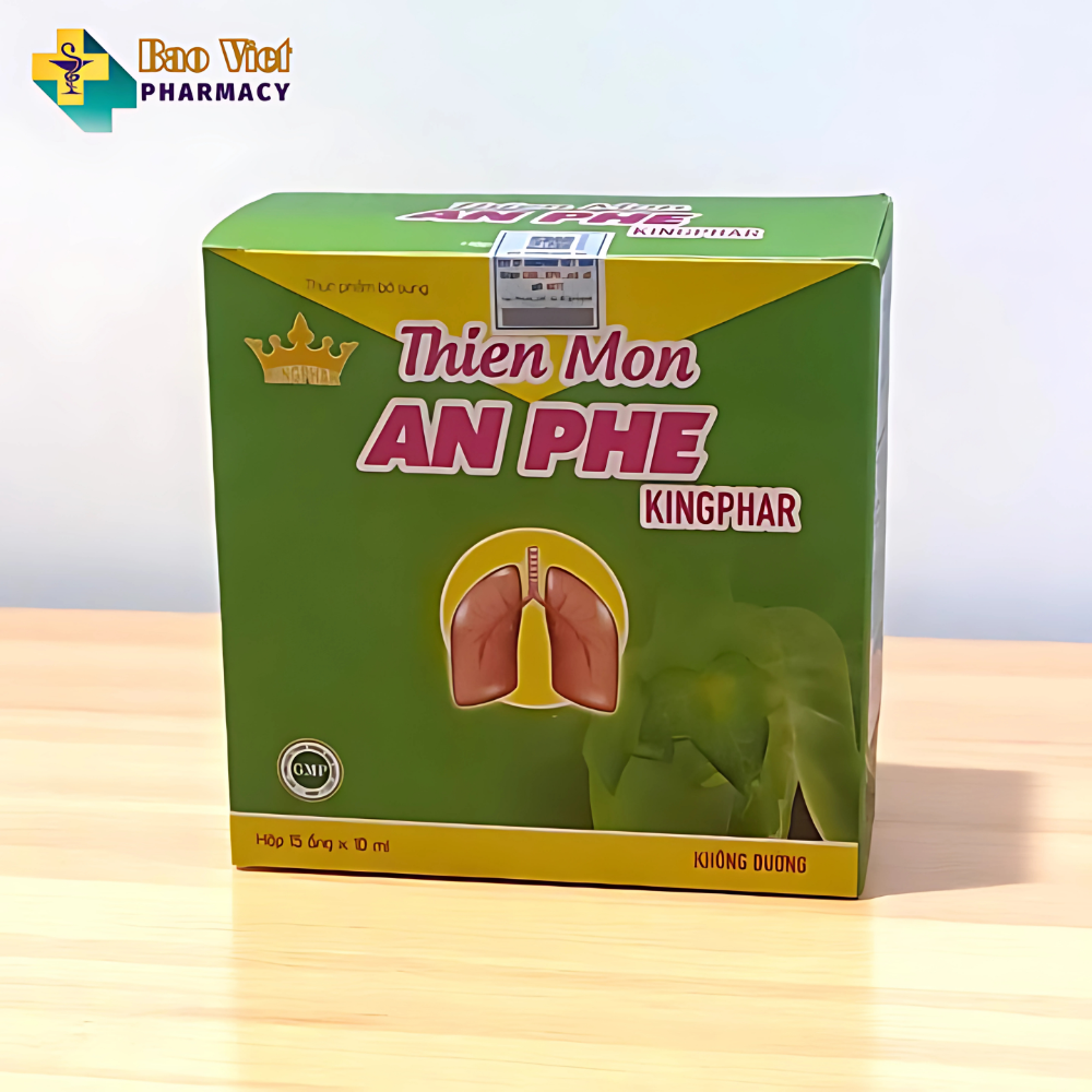  Siro Thiên Môn An Phế Kingphar (không đường) - Hộp 15 ống x 10ml,  Bổ phế, giảm ho, đờm, đau họng, khản tiếng do viêm họng, viêm phế quản 