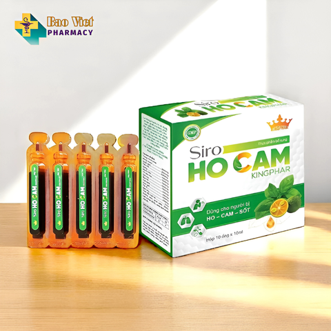  Siro Ho Cam Kingphar hộp 10 ống x 10ml - Dùng cho người bị ho, cảm, sốt 
