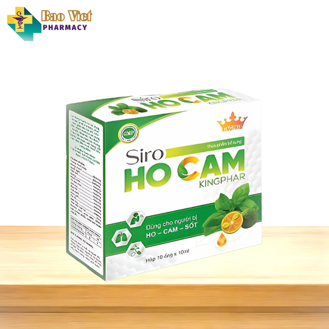  Siro Ho Cam Kingphar hộp 10 ống x 10ml - Dùng cho người bị ho, cảm, sốt 