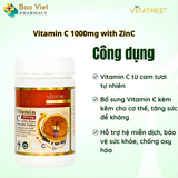  Vitatree Vitamin C 1000mg with ZinC lọ 100 viên nhai 