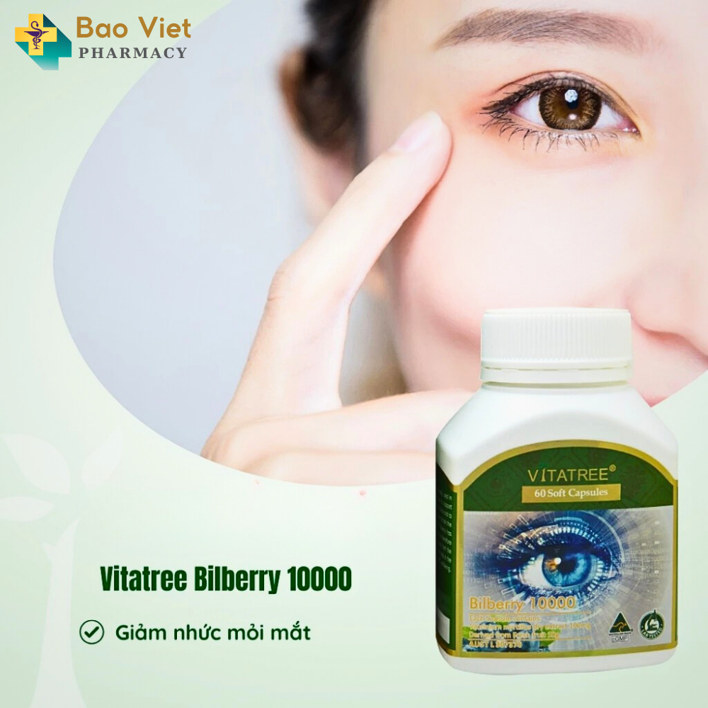  Viên bổ mắt Vitatree Billberry 10000mg hộp 60 viên 