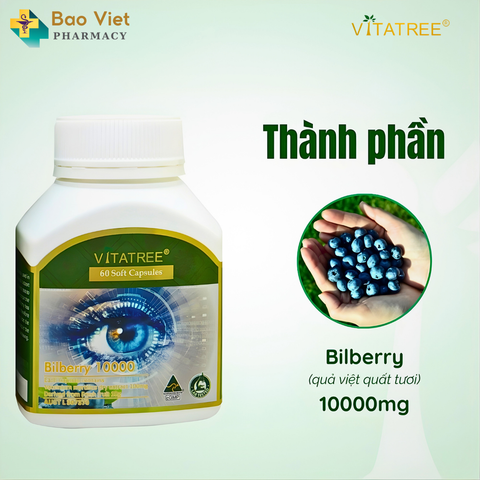  Viên bổ mắt Vitatree Billberry 10000mg hộp 60 viên 
