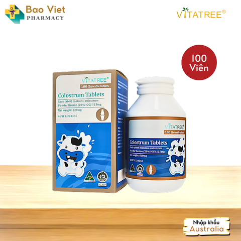  Viên sữa non Vitatree Colostrum Tablets giúp bổ sung dinh dưỡng, nâng cao sức đề kháng hộp 100 viên và 200 viên 