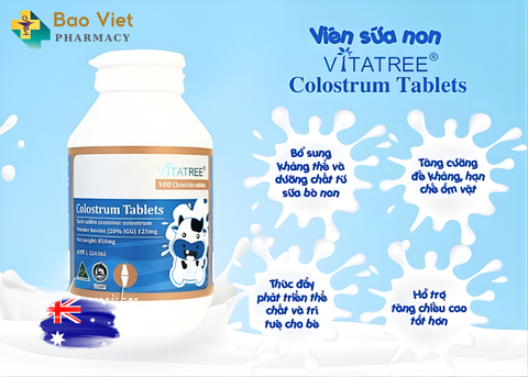  Viên sữa non Vitatree Colostrum Tablets giúp bổ sung dinh dưỡng, nâng cao sức đề kháng hộp 100 viên và 200 viên 
