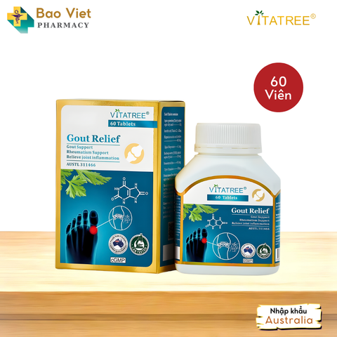  Viên uống bệnh gút Vitatree Gout Relief hộp 100 viên nhập khẩu Úc 