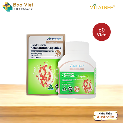 Viên uống chống lão hóa Vitatree High Strength Astaxanthin hộp 30 viên và 60 viên 