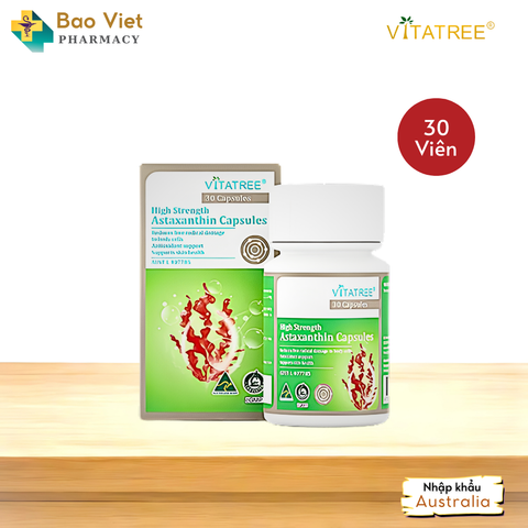  Viên uống chống lão hóa Vitatree High Strength Astaxanthin hộp 30 viên và 60 viên 