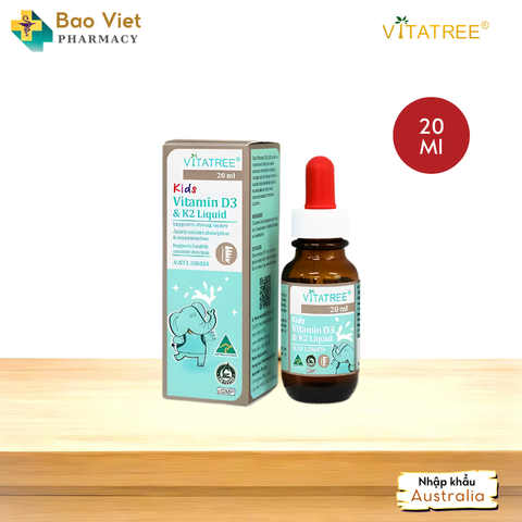  Viitatree Kids Vitamin D3 & K2 Liquid Bổ sung D3 – K2 Hỗ trợ hấp thu canxi chai 20ml 