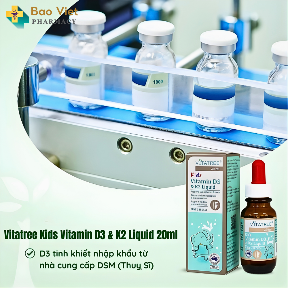  Viitatree Kids Vitamin D3 & K2 Liquid Bổ sung D3 – K2 Hỗ trợ hấp thu canxi chai 20ml 