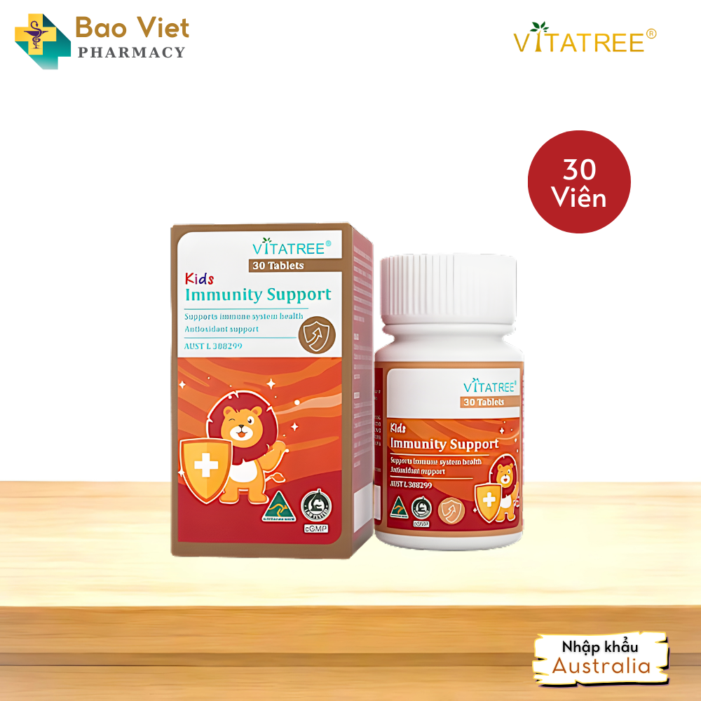  Viên nhai tăng sức đề kháng Vitatree Kids Immunity Support Hộp 30 viên và 60 viên 