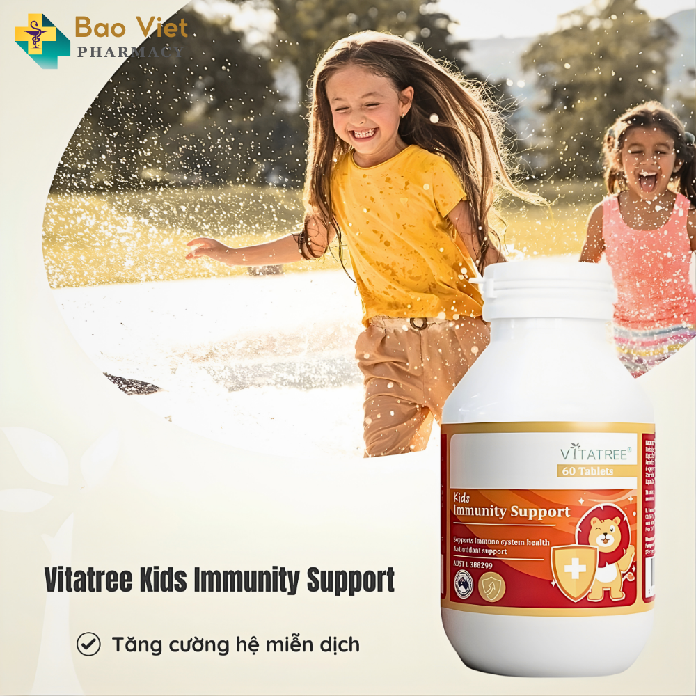  Viên nhai tăng sức đề kháng Vitatree Kids Immunity Support Hộp 30 viên và 60 viên 