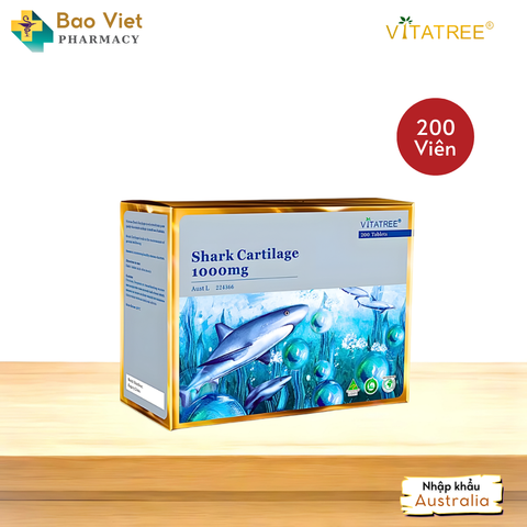  Vitatree Shark Cartilage 1000mg - Bổ sung sụn cá mập - Hỗ trợ duy trì sức khoẻ xương khớp Hộp 60 viên và Hộp 2 lọ x 100 viên 