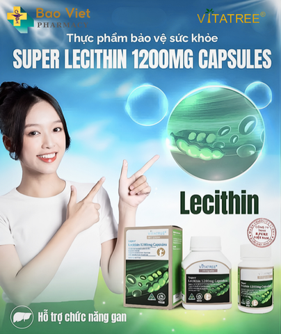  Viên uống chức năng gan, chuyển hóa chất báo Vitatree Super Lecithin 1200mg Hộp 30 viên và 60 viên 