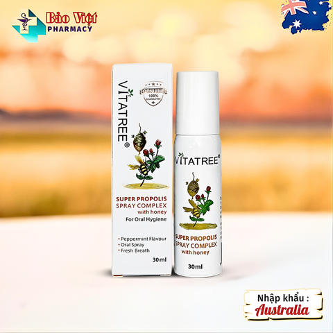  Xịt họng keo ong Vitatree Super Propolis Spray Complex with honey 30 ml 