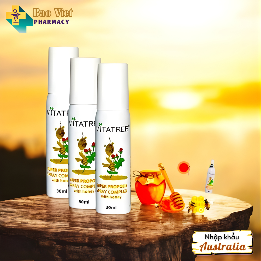  Xịt họng keo ong Vitatree Super Propolis Spray Complex with honey 30 ml 
