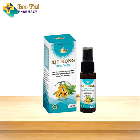  Xịt họng keo ong Kingphar chai 30ml dành cho người bị ho, ho có đờm, đau rát họng, khản tiếng do viêm họng, viêm phế quản 