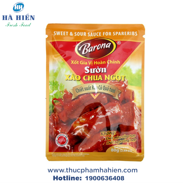  XỐT GIA VỊ SƯỜN XÀO CHUA NGỌT BARONA 80G 