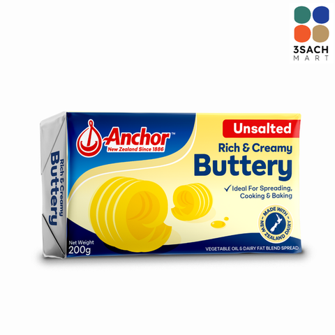  Bơ Lạt Thực Vật Hỗn Hợp Dạng Phết Anchor (Miếng 200g) 