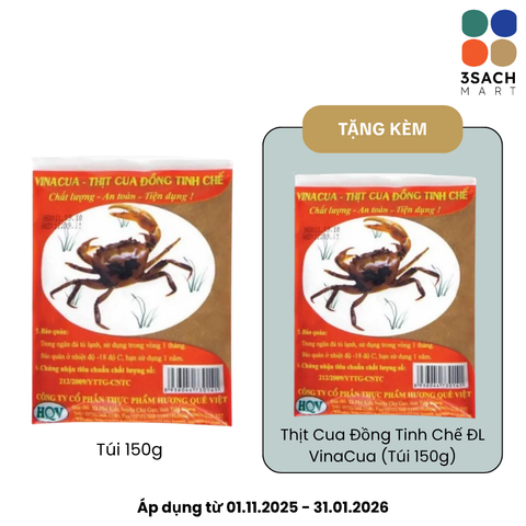  [01.11.2025 - 31.01.2026 Mua 1 Tặng 1 (quấn kèm)] Thịt Cua Đồng Tinh Chế ĐL VinaCua (Túi 150g) 