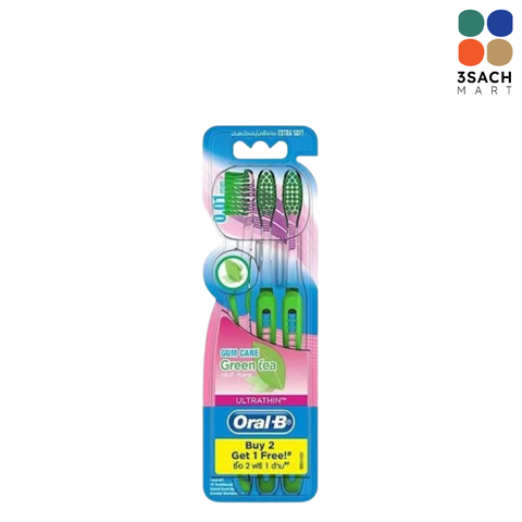  Bàn Chải Đáng Răng Oral B Trà Xanh (Vỉ 3 Cây) 