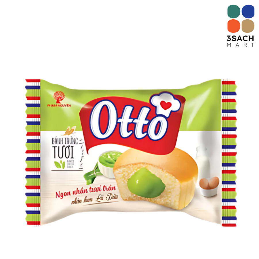  Bánh Trứng Tươi Kem Custard Lá Dứa Otto (Gói 35g) 