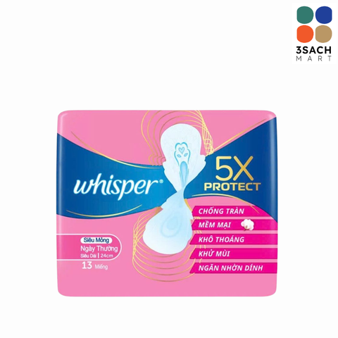  BVS Whisper 5X Bảo Vệ Siêu Mỏng 24cm (Gói 13 Miếng) 