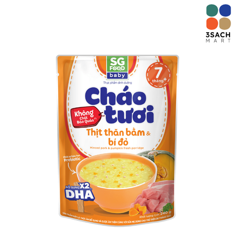  Cháo Tươi Baby Thịt Thăn Bằm Bí Đỏ SGF (Gói 240g) 