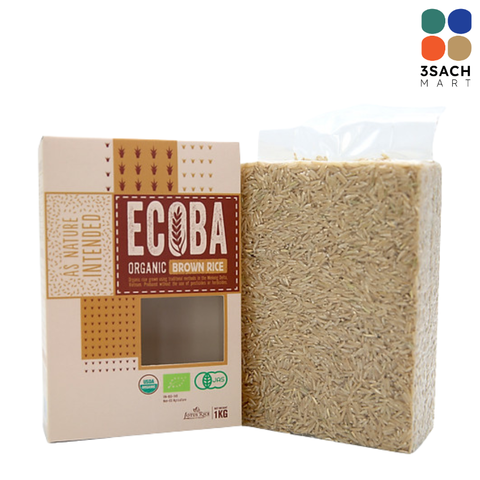  Gạo Lứt Nâu Hữu Cơ Ecoba (Hộp 1kg) 