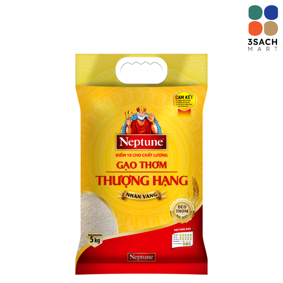  Gạo Neptune Thượng Hạng Nhãn Vàng (Gói 5kg) 
