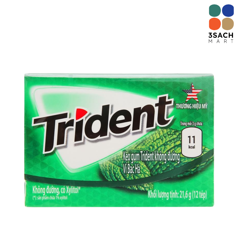 Kẹo Gum Không Đường Vị Bạc Hà Trident (Hộp 12 Tép) 