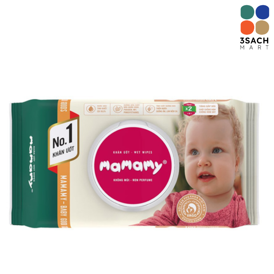  Khăn Ướt Mamamy Không Mùi (Gói 80 Tờ) 
