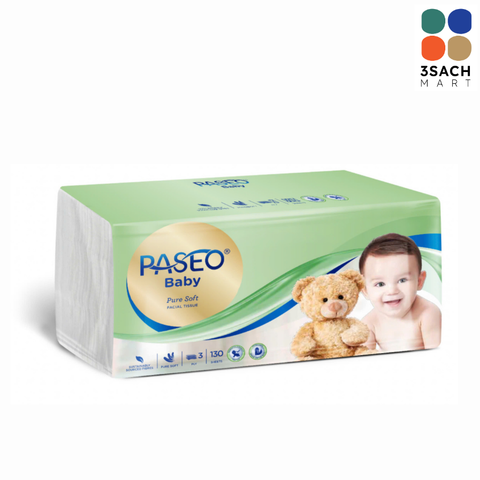  Khăn Giấy Lau Mặt Paseo Baby 3 Lớp (Gói 130 Tờ) 