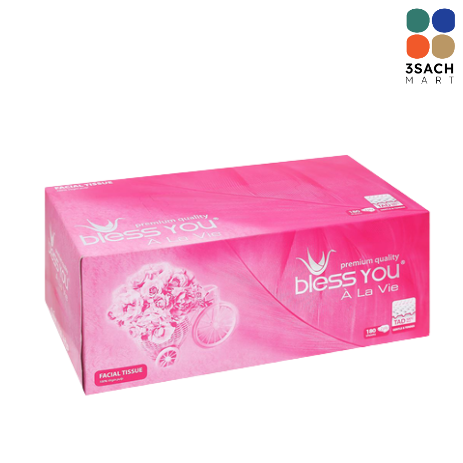  Khăn Giấy Hộp Bless You Alavie 2 Lớp (Hộp 180 Tờ) 