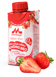  Sữa Chua Uống Không Béo Ít Đường Hương Dâu Morinaga (Chai 190ml) 