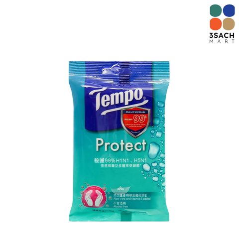  Khăn Ướt Tempo Protect Ngăn Ngừa Vi Khuẩn (Gói 10 Tờ) 