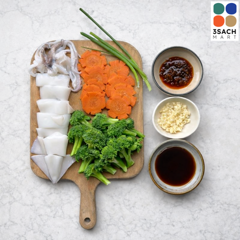  [RTC] Mực Xào Rau Củ Sa Tế (Khay 470g) 