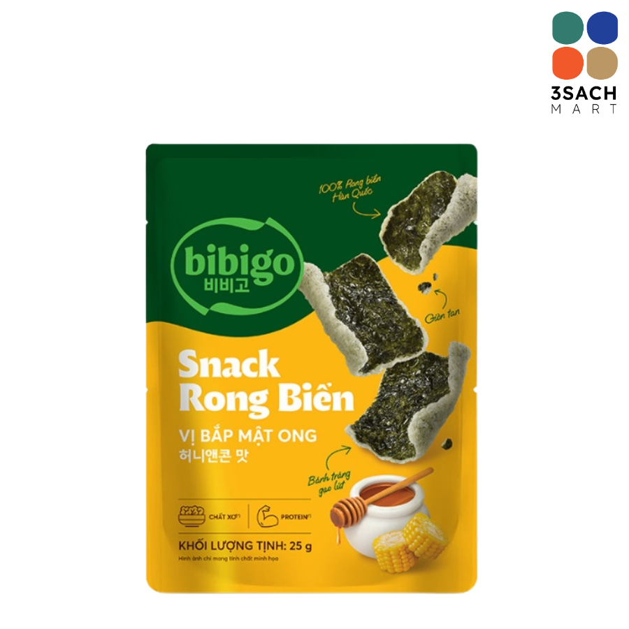  Snack Rong Biển Ăn Liền Vị Bắp Mật Ong Bibigo (Gói 25g) 